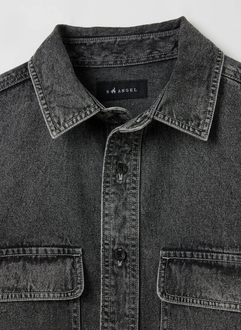 او في اس OVS Grey Pure Cotton Shirt Regular Fit